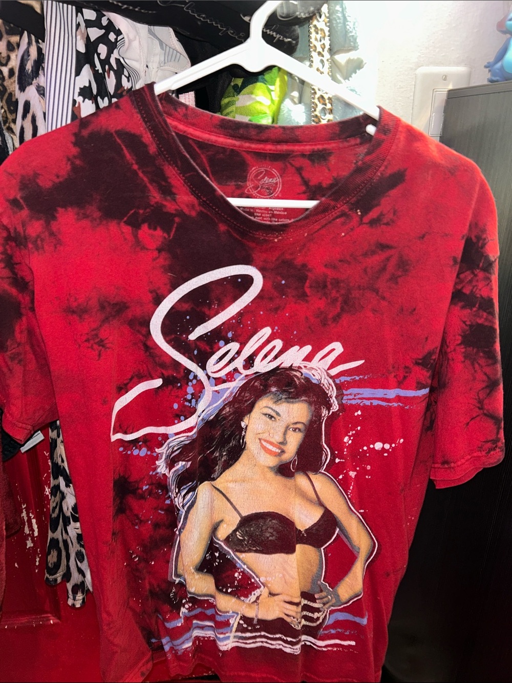 Red Tie-Dye Graphic selena Tee -